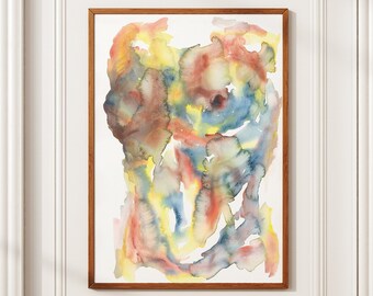 Printable Colorful Woman Body, Wall Decor Print, Watercolor painting inspired Wall Art Print, Abstract Print Art, Digital Download Art