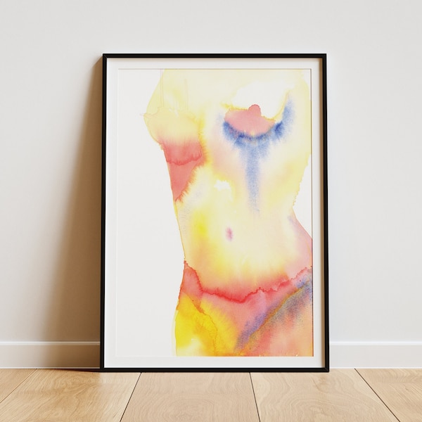 Female Figure, Abstract Watercolor, Downloadable Prints, Vintage Figurative Painting Printable listing, Watercolor Abstract Female