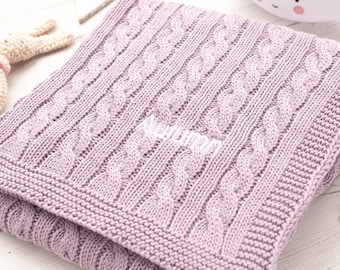 Purple Thistle  Personalised  Cable Knit Blanket