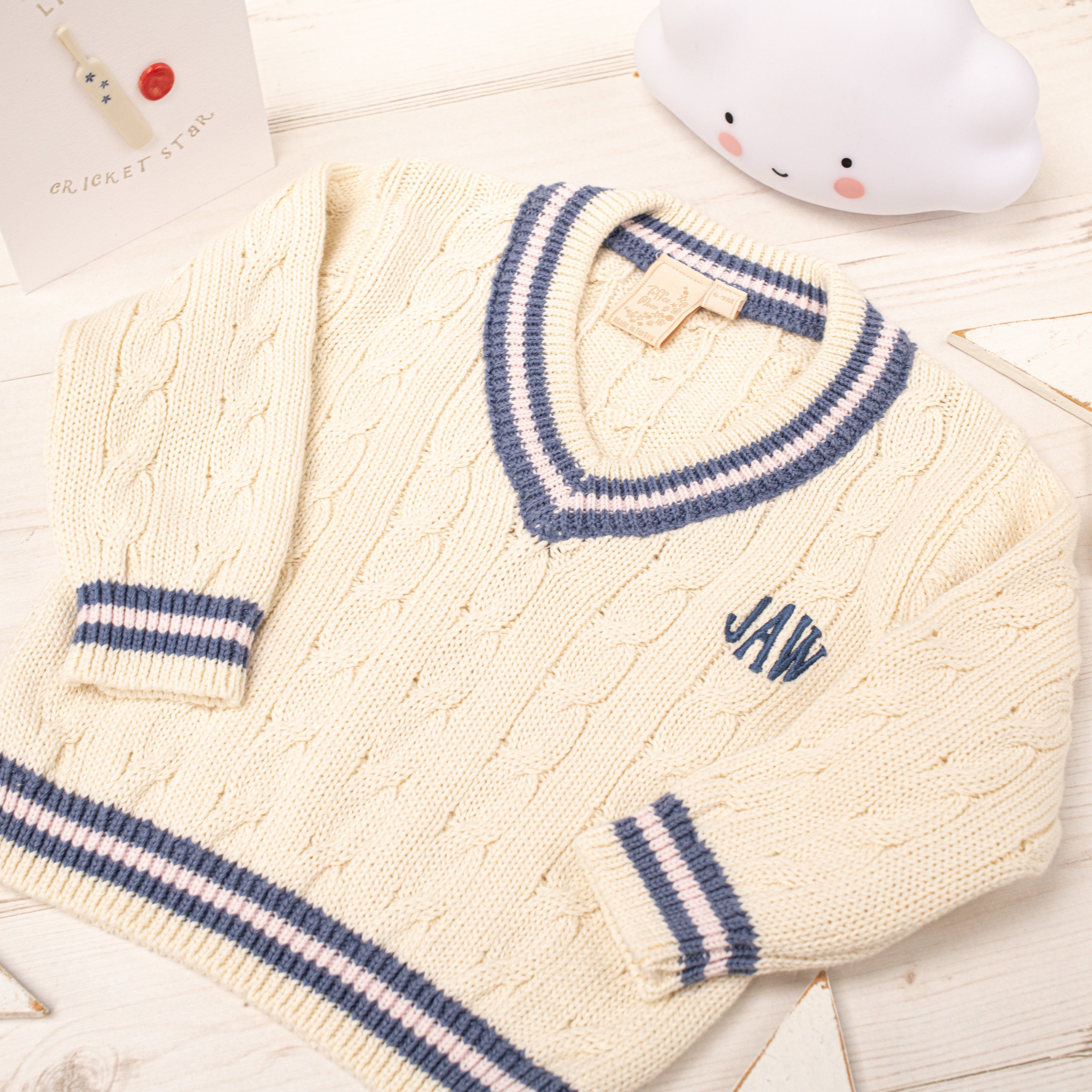 Personalised Cream Baby Cricket Jumper With Pink and Blue Etsy UK