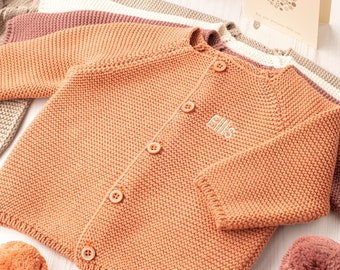 Toffee Moon Toast Personalised Baby Bubble Cardigan with Embroidered Initials or Name