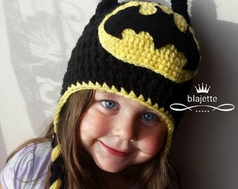 Halloween hat Batman hat Black hat Bat Handmade Hat Knitted Hat Children Hat Yellow Hat Autumn Hat Spring Hat Girl Halloween Boy gift Boy