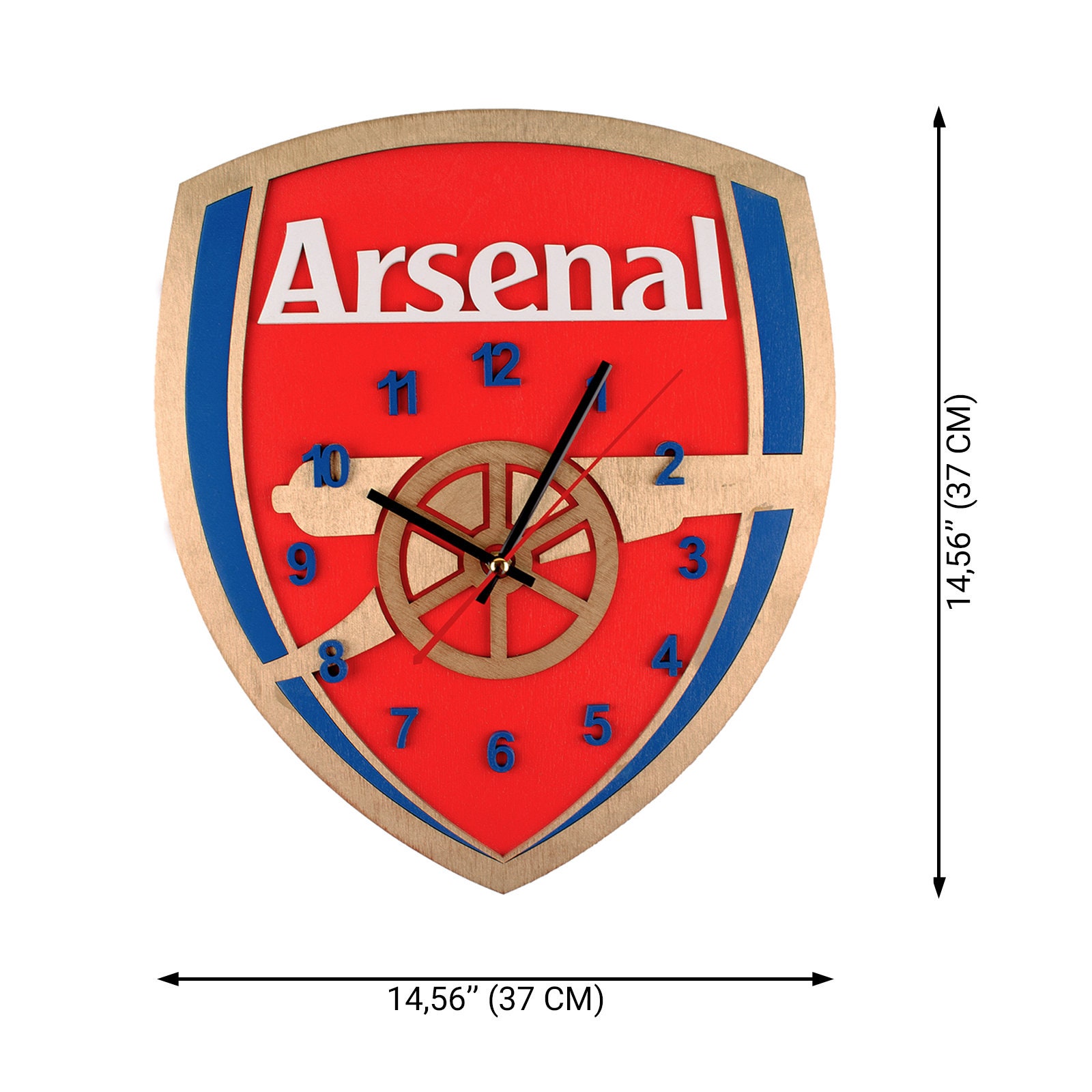 Arsenal Wooden Clock Arsenal Analog Clock Arsenal FC Etsy