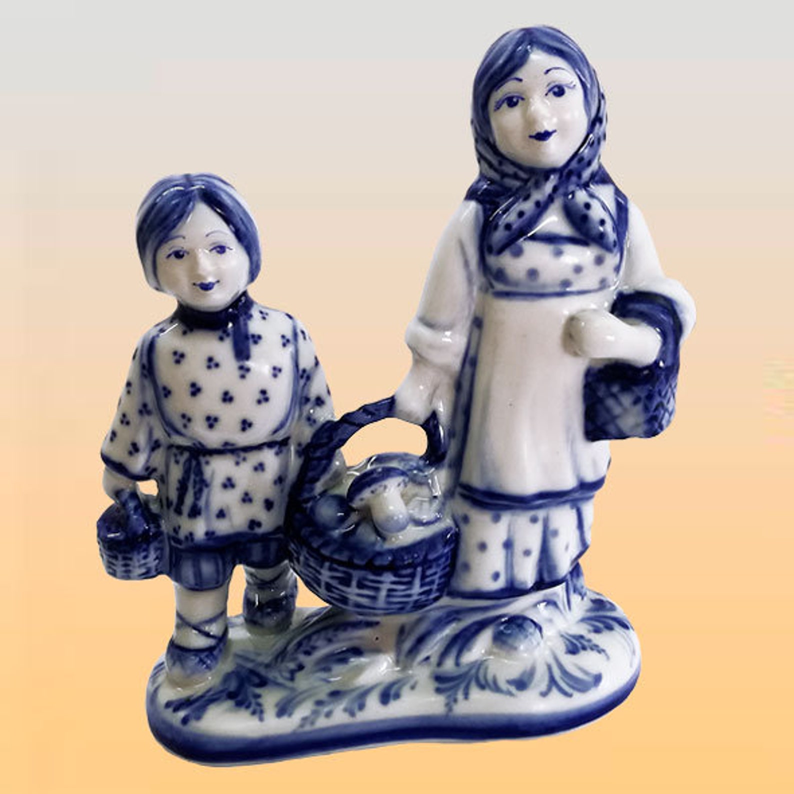 Gzhel Russian Porcelain Figurine Vintage Gzhel Porcelain Hand Etsy