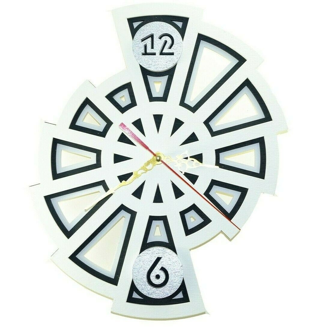 Wooden Analog Quartz Wall Clock Modern Round Abstract Time Etsy