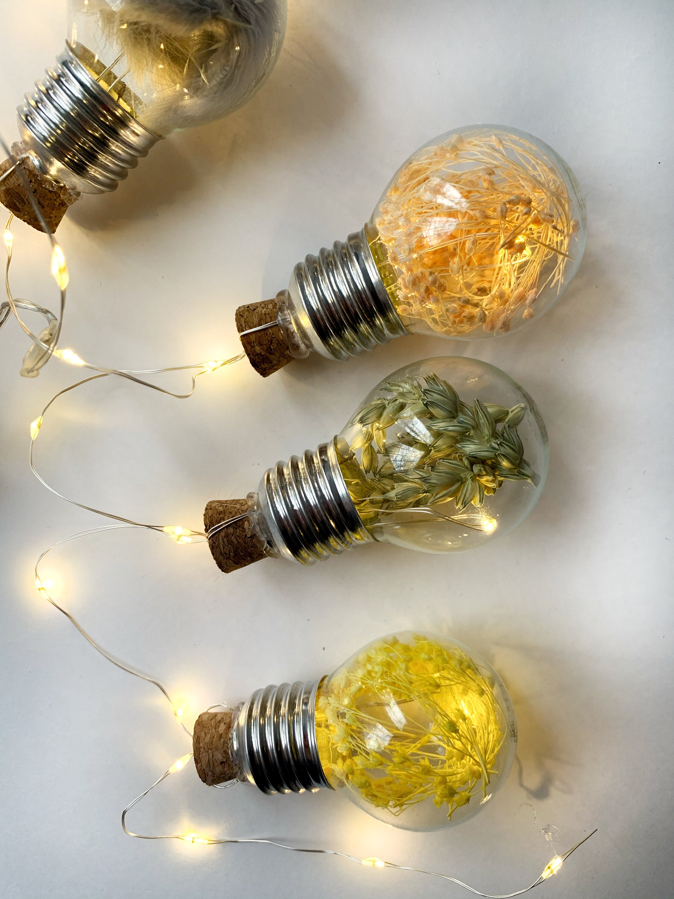 Led Handmade Festoon Garland Dried Flower Led Lights Etsy