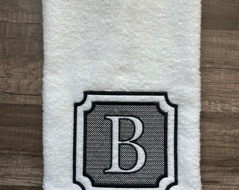 Personalized initial monogram embroidered hand towel