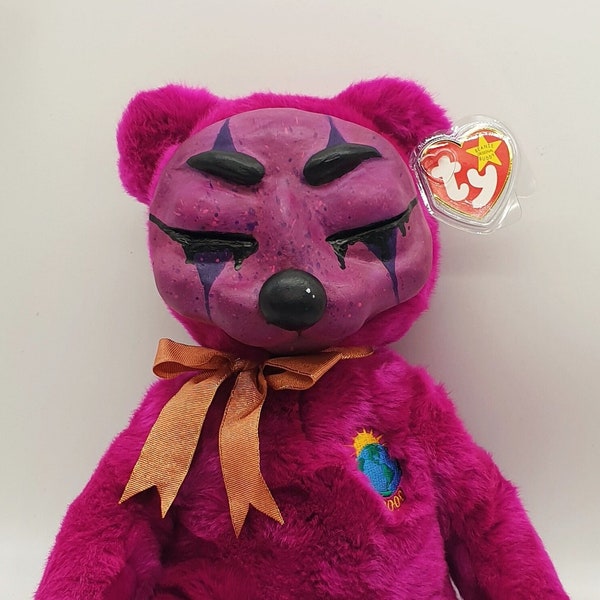 Sleeping clown bear handmade art doll, one of a kind