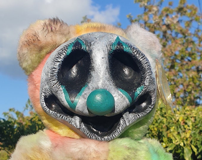 Clown bear horror art doll, Handmade, One of a kind