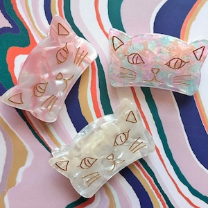CAT HAIR Claw CLIP, Gift for Cat Lovers, Cute Cat Face Claw Clip, Claw Clip for Women, Unique Gifts Under 10, Claw Clip Hair Accessories