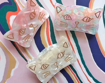 CAT HAIR Claw CLIP, Gift for Cat Lovers, Cute Cat Face Claw Clip, Claw Clip for Women, Unique Gifts Under 10, Claw Clip Hair Accessories