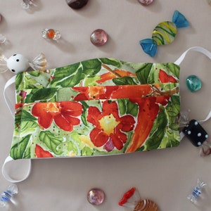 COTTON FACE MASK, Holiday Face Mask, Travel Face Mask, Reusable Face Mask, Adjustable Two Layer Face Mask, Cloth Face Mask, Floral Face Mask