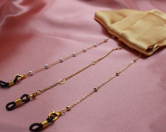Cadena para mascarilla, cadena para gafas, regalo hecho a mano para ella, cordón para mascarilla, artículos esenciales de viaje, accesorios para gafas, cadenas para gafas de sol, soporte para gafas