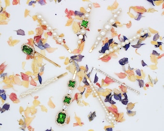 Coppia di fermagli per capelli con diamanti, coppia di fermagli per capelli con strass, fermagli per capelli, fermagli per capelli con diamanti da sposa, forcine per capelli, fermagli per capelli con perle, regali sotto i 10 dollari