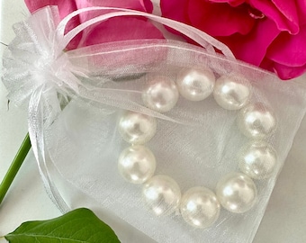 Large Pearl Bead Pony Tail Hair Tie, Pearl Bead Scrunchie, Pearl Bun Tie, Coquette Aesthetic Accessories, Hair Jewellery, Gift for Her Under