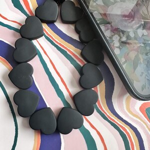 Black phone charms.  Mobile phone charms, mobile phone chain accessory.  Black heart phone strap.
