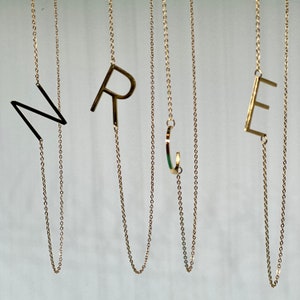 LARGE INITIAL NECKLACE Sideways, Big Initial Necklace Personalised Jewellery Gifts under 10, Alexis Initial, Gold Initial Necklace for Her