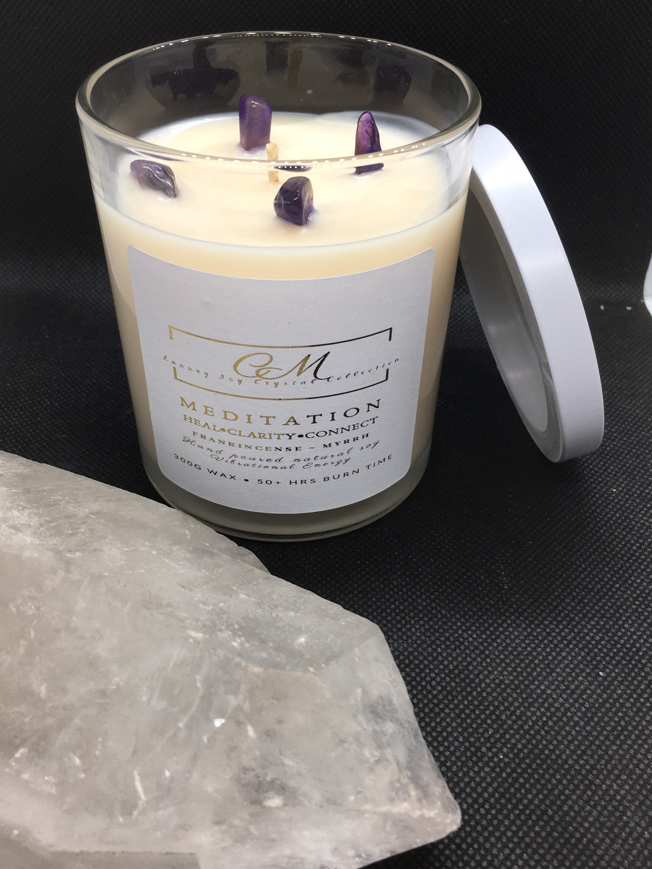 2 x large candles 65 Crystal infused soy candle vibrationally Etsy