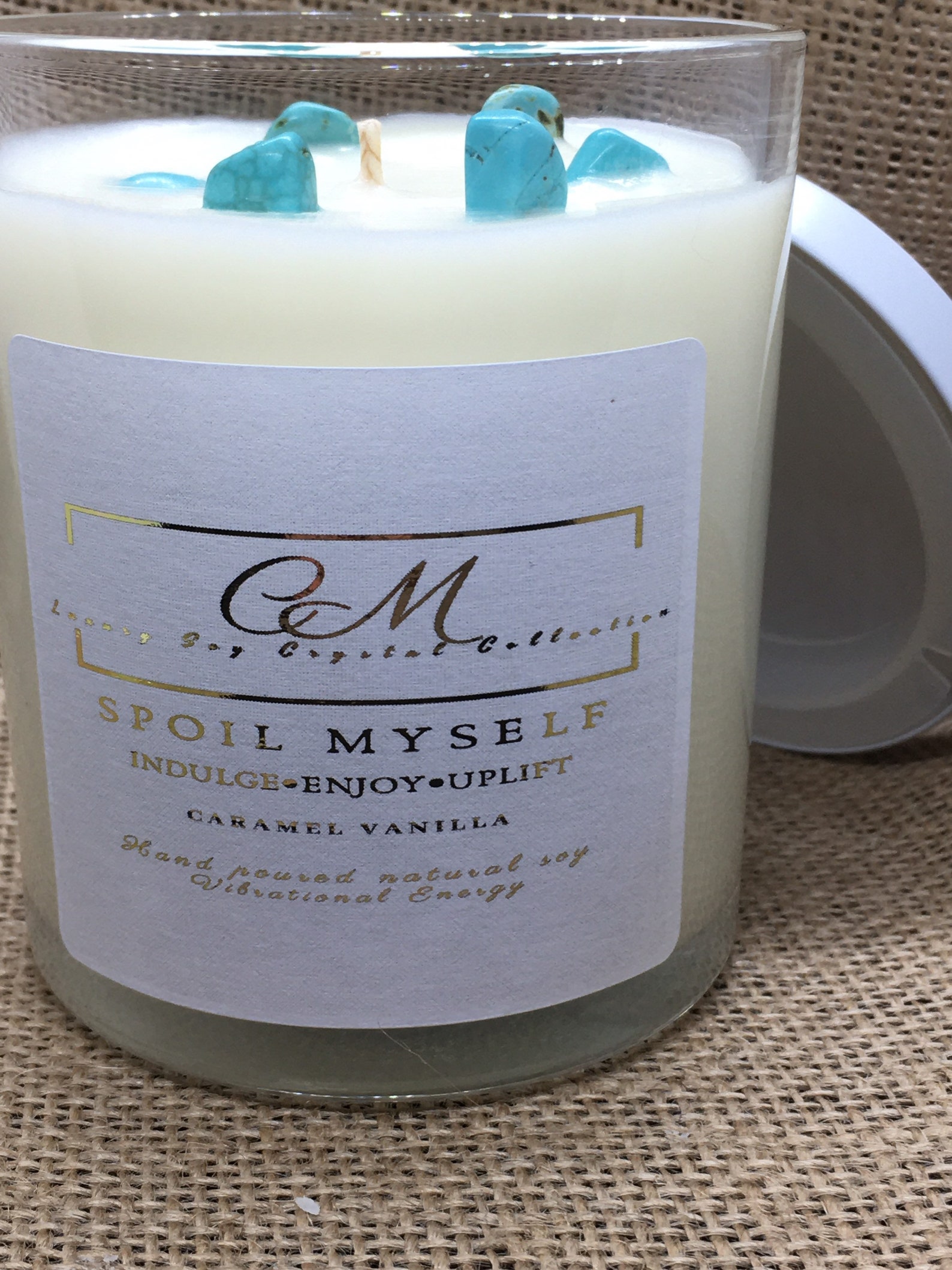 2 x large candles 65 Crystal infused soy candle vibrationally Etsy