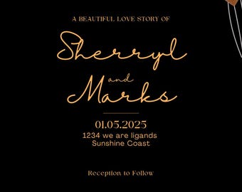 Elegant Black and Gold Digital Birthday Invitation – Customizable & Printable