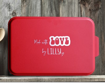 Personalized 9"x13" Aluminum Cake Baking Pan with Powder-Coated Lid, Made With Love By...