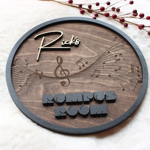 Personalized Music Room Sign: Wine Barrel Style, Laser Engraved