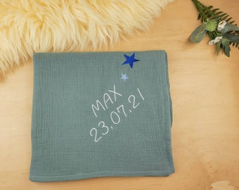 Babydecke Decke Musselindecke Baumwolldecke personalisierte Decke Sommerdecke personalisiertes Babygeschenk