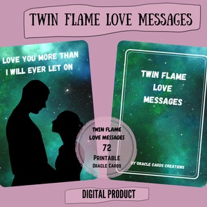 VERKOOP! Twin Flame Love berichten afdrukbare Oracle Deck 72 digitale kaarten Soulmate Love Connection romantische geest Tarot Instant Download