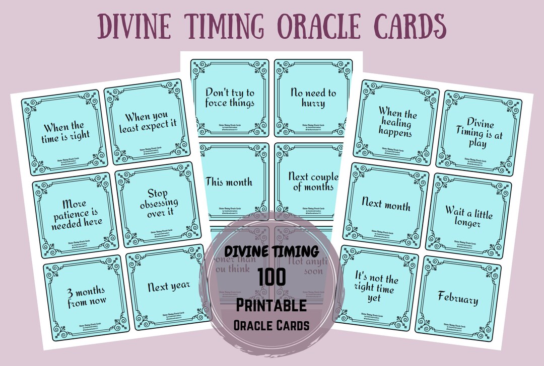 SALE!! Twin Flame Divine Timing PRINTABLE Oracle Deck 100 Digital Cards ...