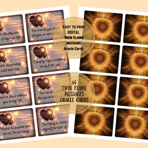 ¡¡NUEVO!! 64 Mensajes de Llama Gemela Imprimible Relación Digital Amor Oracle CARDS Descarga Instantánea Tarot Romántico Alma Gemela Kármica