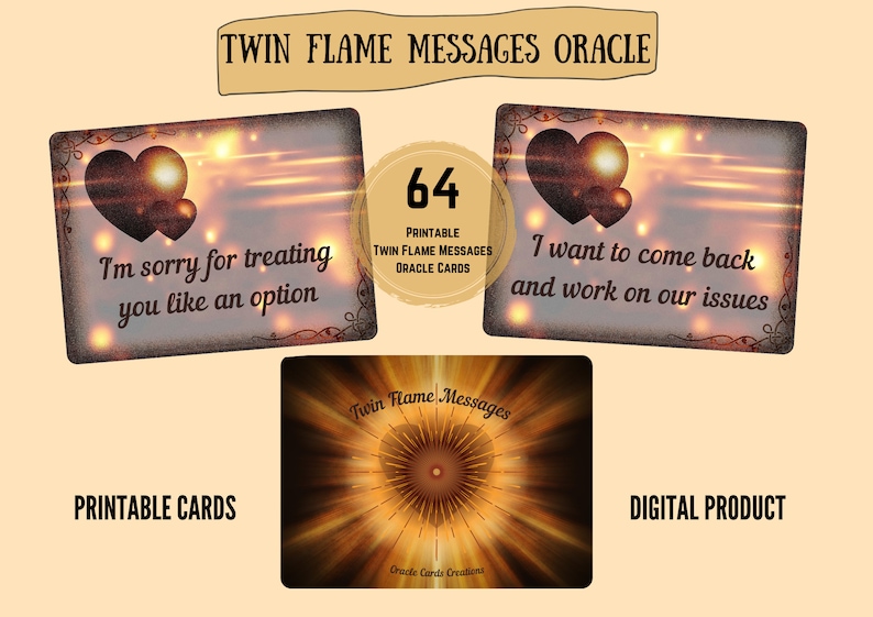 NEW!! 64 Twin Flame Messages Printable Digital Relationship Love Oracle ...
