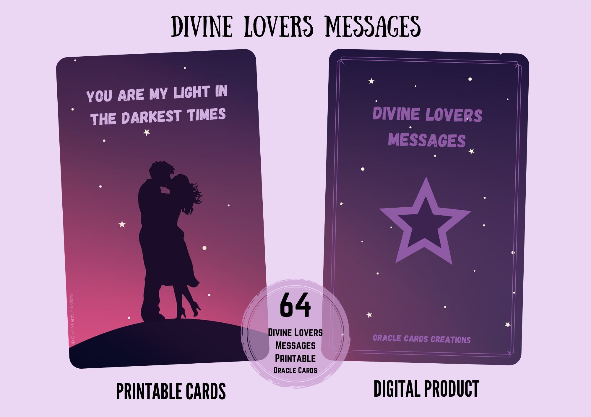 NEW! 64 DIVINE LOVERS Messages Printable Digital Cards Guidance Love ...