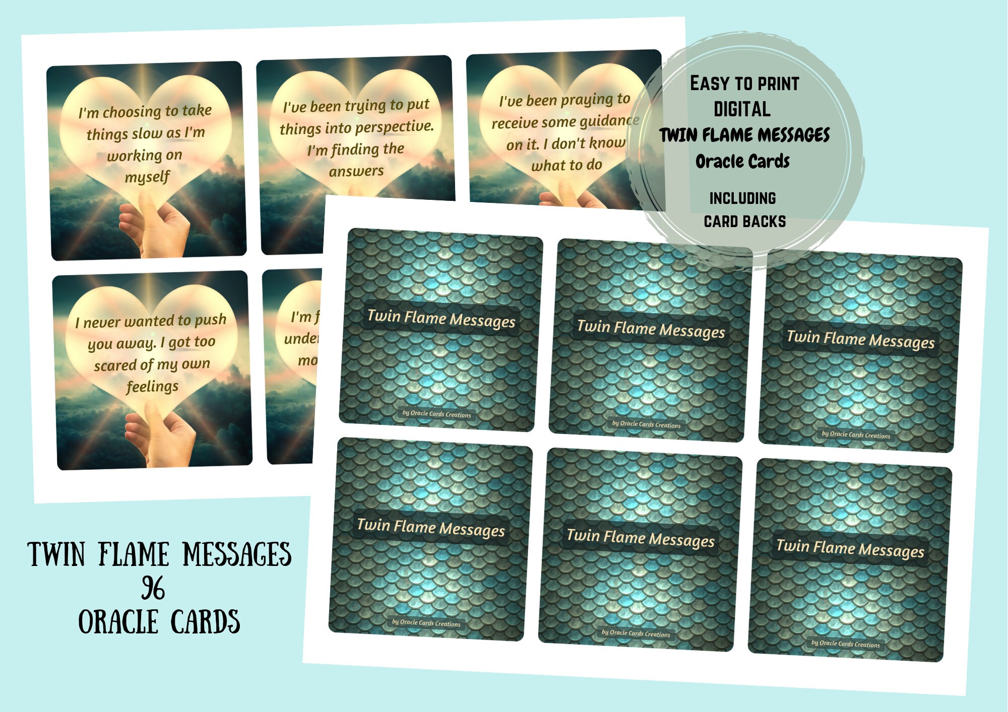 NEW!! 96 Twin Flame Messages Printable Digital Love Oracle CARDS ...
