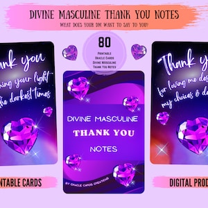 Novo! 80 DIVINO MASCULINO Notas de agradecimento Oráculo Orientação Pensamentos Mensagens Cartões digitais imprimíveis Amor Chama gêmea Download instantâneo Tarô