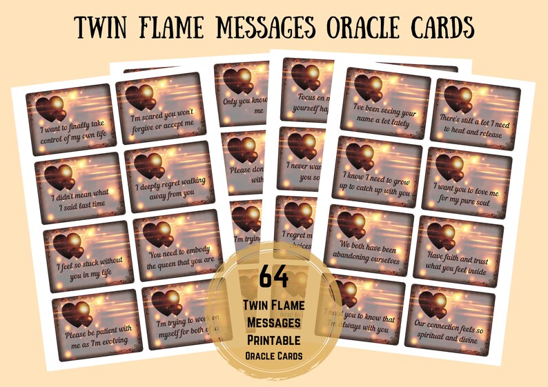 NEW!! 64 Twin Flame Messages Printable Digital Relationship Love Oracle ...