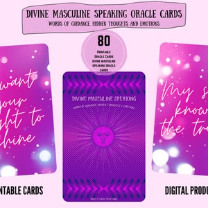 Novo! 80 DIVINO MASCULINO FALANDO Oracle Palavras de Orientação Pensamentos Emoções Cartões digitais imprimíveis Amor Chama Gêmea Download instantâneo Tarô