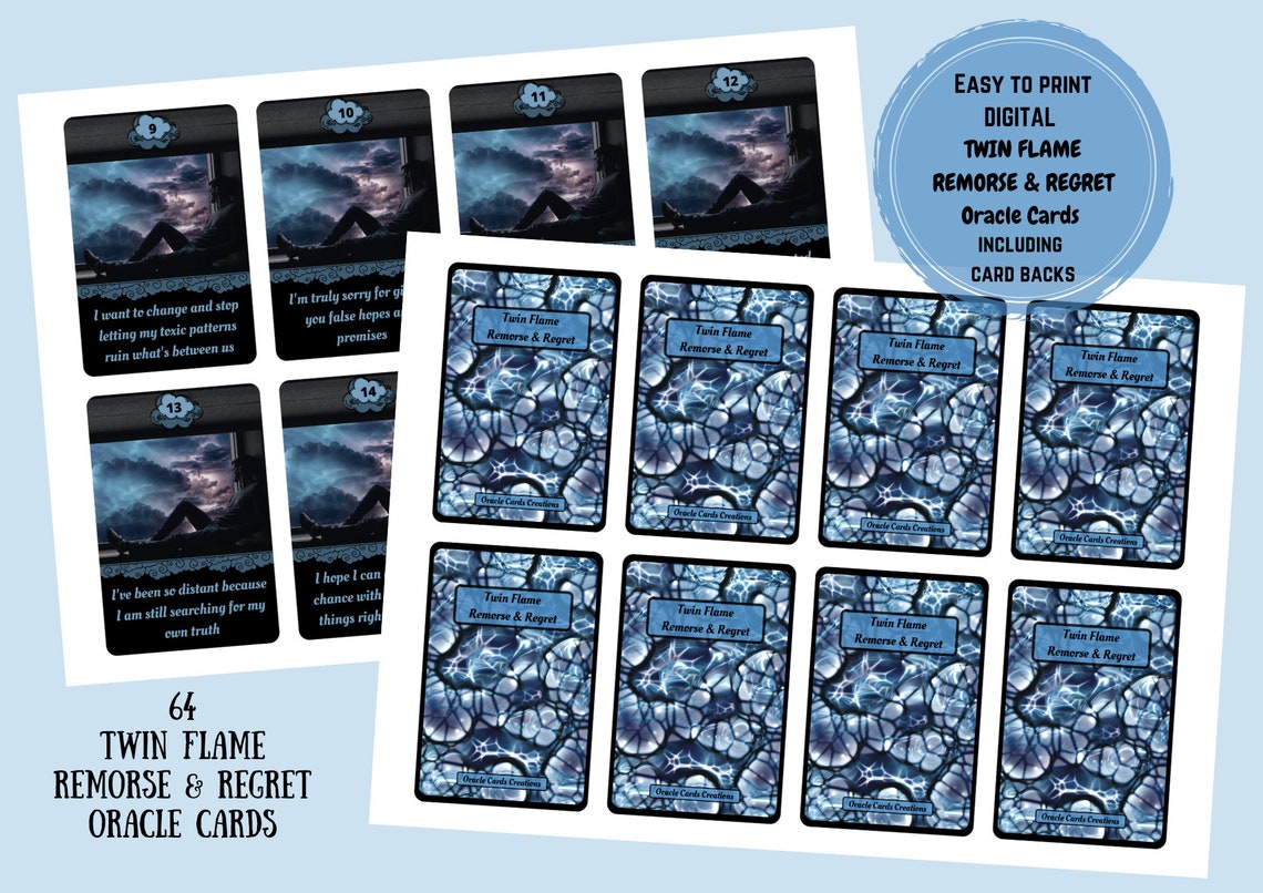 NEW!! 64 Twin Flame Remorse & Regret Messages Printable Digital Love ...