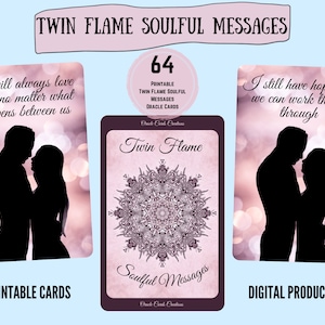 NIEUW!! 64 Twin Flame Soulvolle berichten afdrukbare digitale begeleiding Love Oracle CARDS Instant Download Relatiebegeleiding Tarot Reading