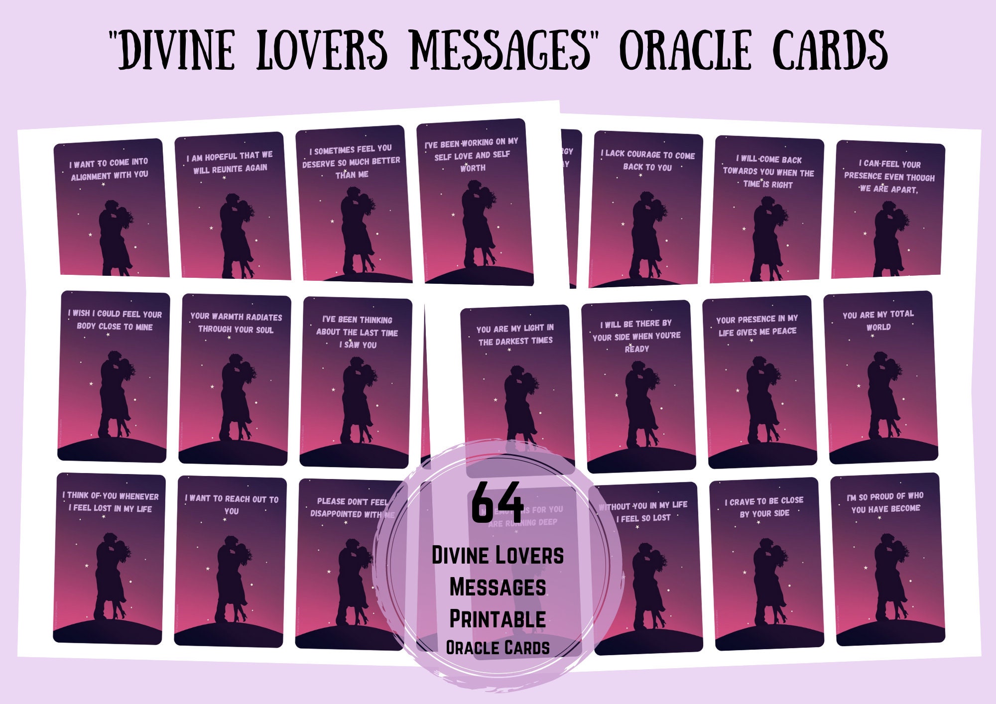 NEW! 64 DIVINE LOVERS Messages Printable Digital Cards Guidance Love ...