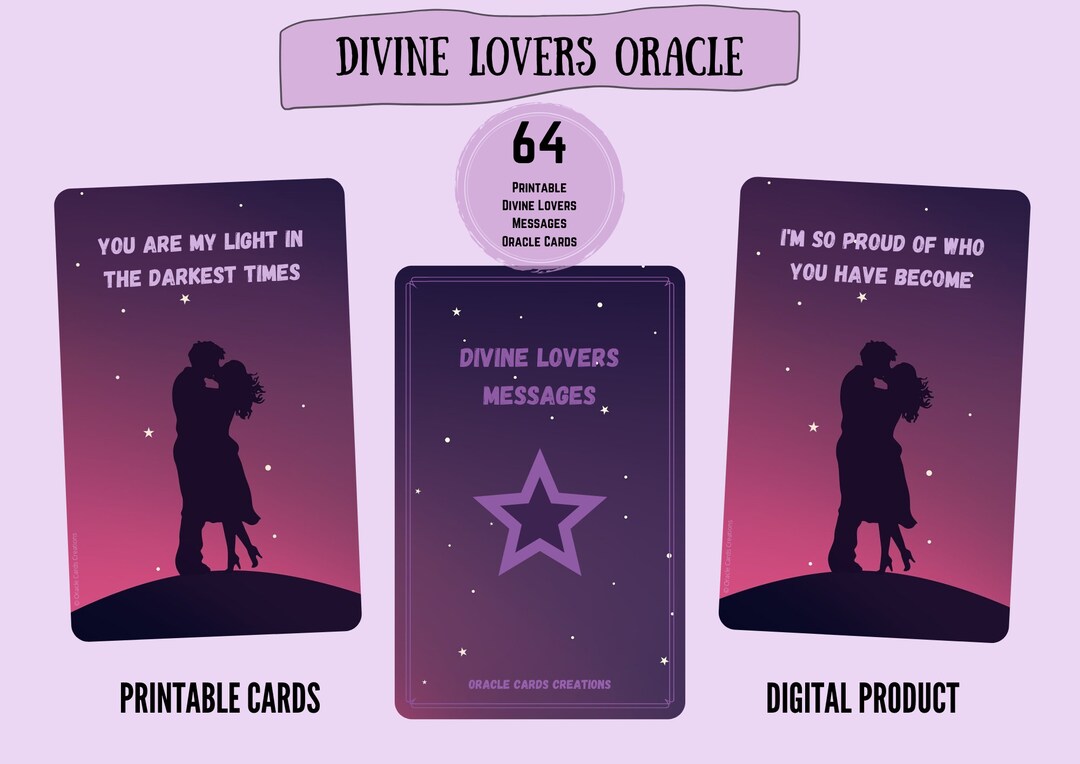 NEW! 64 DIVINE LOVERS Messages Printable Digital Cards Guidance Love ...