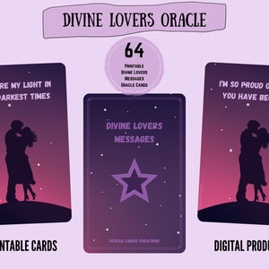 NIEUW! 64 GODDELIJKE LIEFHEBBERS Berichten Afdrukbare digitale kaarten Begeleiding Liefde Oracle Twin Flame Soulmate Instant Download Relatiebegeleiding Tarot
