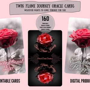 NEW! 160Cards Twin Flame Journey Oracle Massive Printable DIY Deck Love Relationship Soul Connection Guidance Messages Instant Download Rose