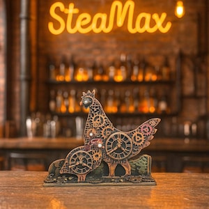 Steampunk table decoration, Home decor, Easter decoration, steampunk decor, steampunk chickens