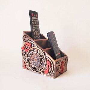 TV-Fernbedienung Halter, Handyhalter, Visitenkartenhalter, Kugelschreiberhalter, Halter,Abstellbox für TV-Fernbedienungen, Steampunk