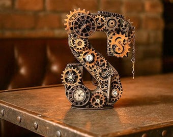 Decoración de mesa Steampunk Decoración del hogar Decoración Steampunk Letra Steampunk de doble cara S