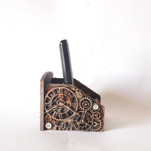 Support de télécommande TV, support de téléphone portable, support de carte de visite,boîte de rangement pour télécommandes TV, steampunk