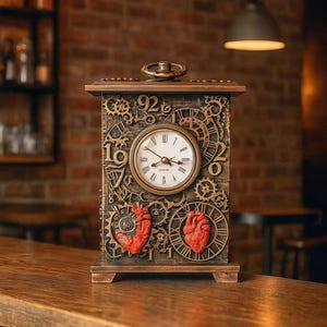 Exclusive steampunk table clock, mantel clock, clock steampunk, unique piece