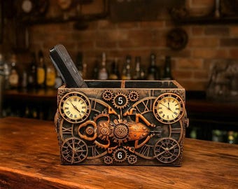 Soporte para control remoto de TV, soporte para teléfono móvil,  caja de almacenamiento para controles remotos de TV, steampunk