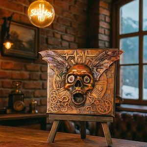 Exclusive Small steampunk handmade on canvas, steampunk 3D wall pictures, steampunk wall decoration handmade