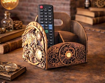 Soporte de control remoto giratorio de 360 grados, soporte para teléfono móvil, caja de almacenamiento para controles remotos de TV, steampu